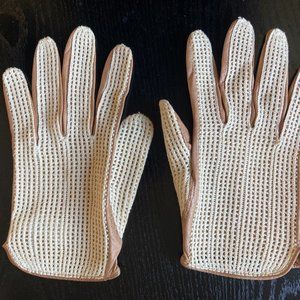 Genuine Leather Buttery Camel with knit top Driving Gloves